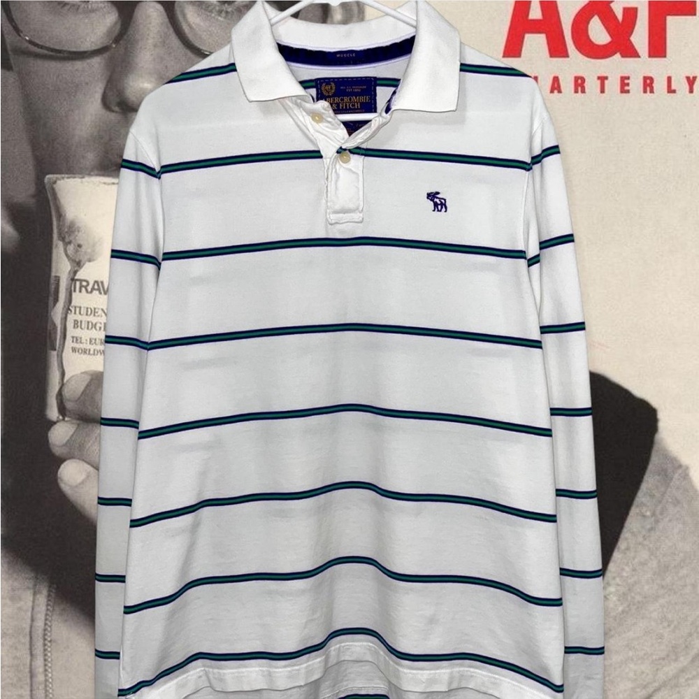 VINTAGE RARE Y2K ABERCROMBIE AND FITCH XL MUSCLE POLO LONG SLEEVE VERY OLD TAG